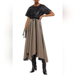 Nanushka Beeja Pleated Vegan Leather Wrap Skirt